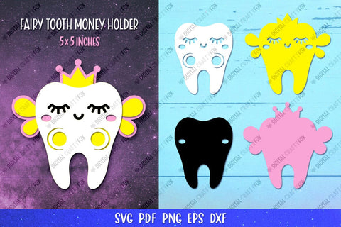 Tooth Fairy Money Holder SVG | Money Card Template Bundle 3D Paper Digital Craftyfox 