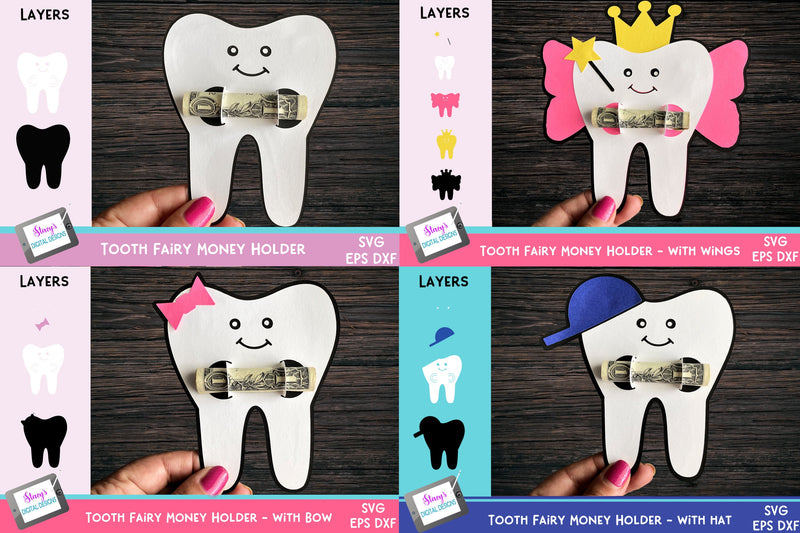 Tooth Fairy Money Holder | Tooth Fairy Money Card | 4 Designs - So Fontsy