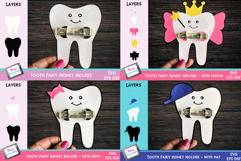 Tooth Fairy Money Holder | Tooth Fairy Money Card | 4 Designs SVG Stacy's Digital Designs 