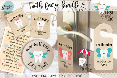 Tooth Fairy SVG bundle for bags, Door hanger, plates, candlesticks, t-shirts, pillow and other SVG Klava P 