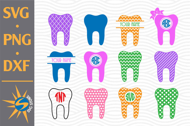 Tooth Monogram SVG, PNG, DXF Digital Files Include SVG SVGStoreShop 