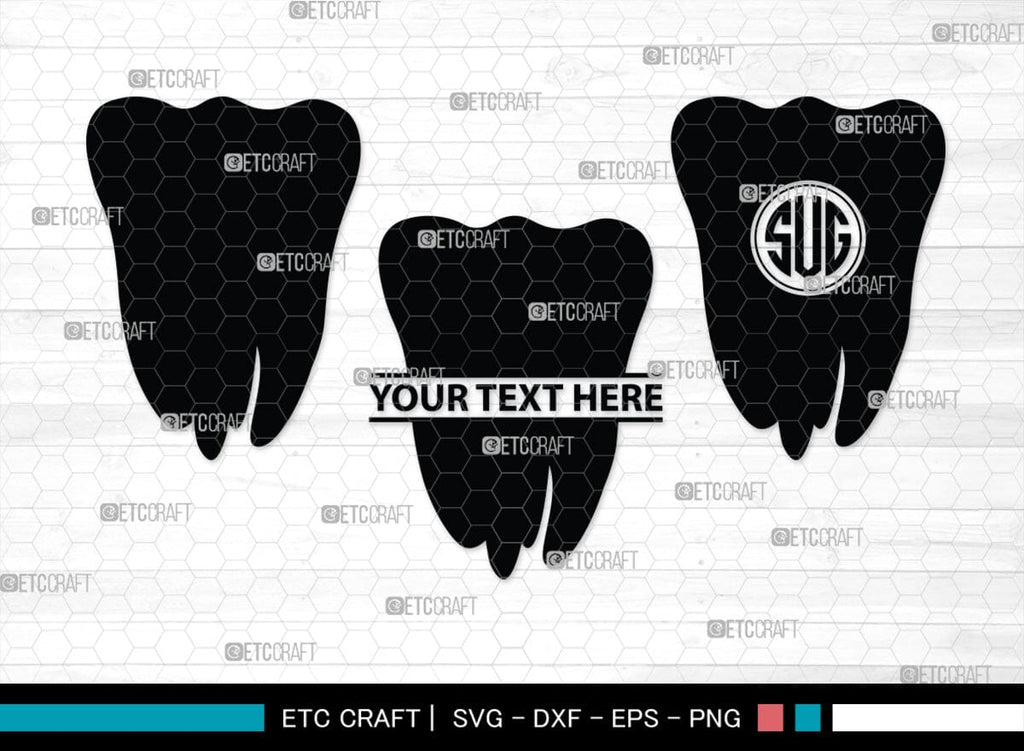 Tooth monogram, Tooth Silhouette, Tooth SVG, Dental Svg, Teeth Svg ...