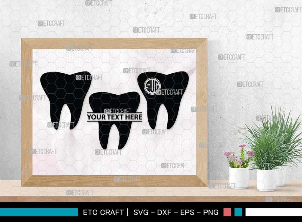 Tooth monogram, Tooth Silhouette, Tooth SVG, Dental Svg, Teeth Svg ...