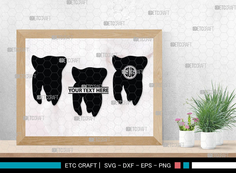 Tooth monogram, Tooth Silhouette, Tooth SVG, Dental Svg, Teeth Svg ...