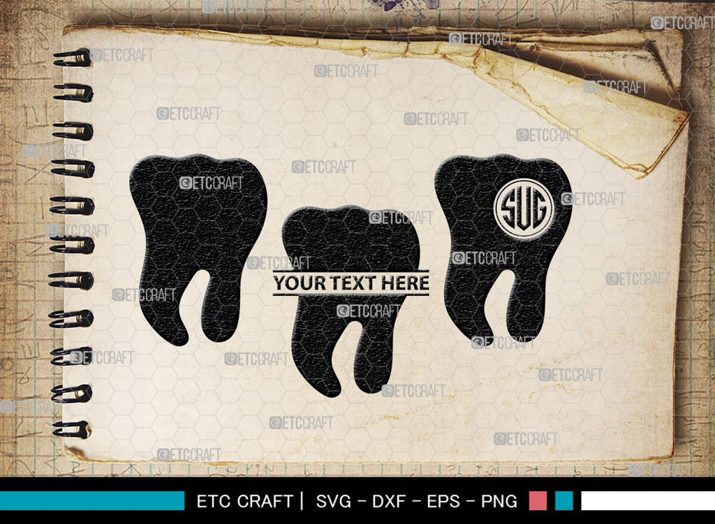 Tooth monogram, Tooth Silhouette, Tooth SVG, Dental Svg, Teeth Svg ...