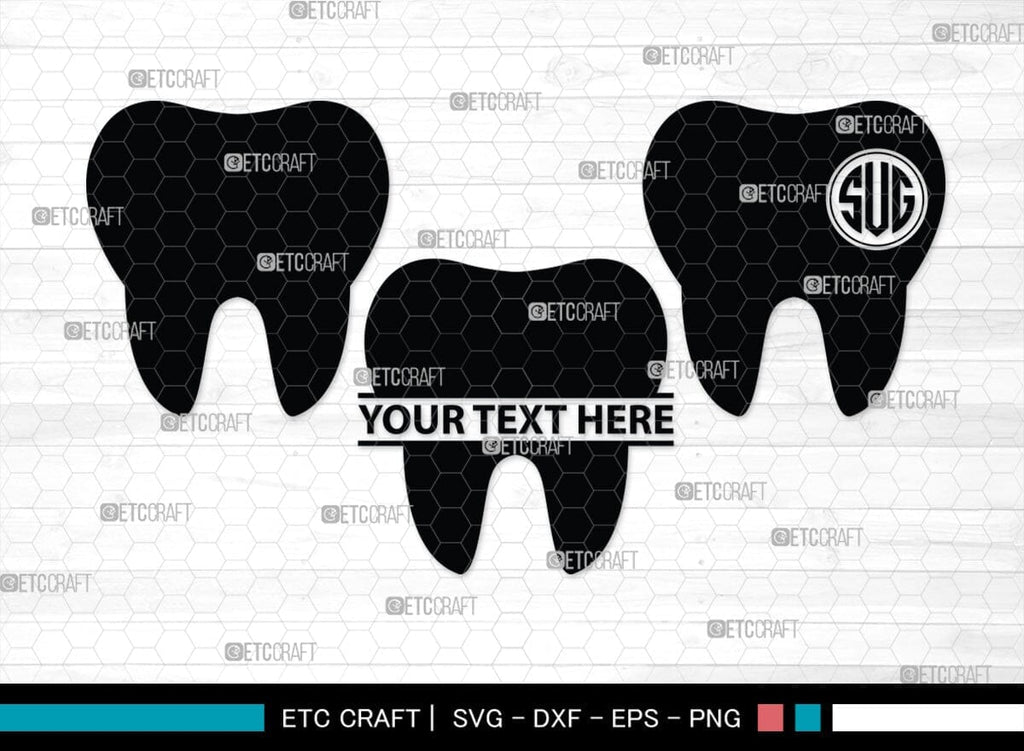 Tooth monogram, Tooth Silhouette, Tooth SVG, Dental Svg, Teeth Svg ...