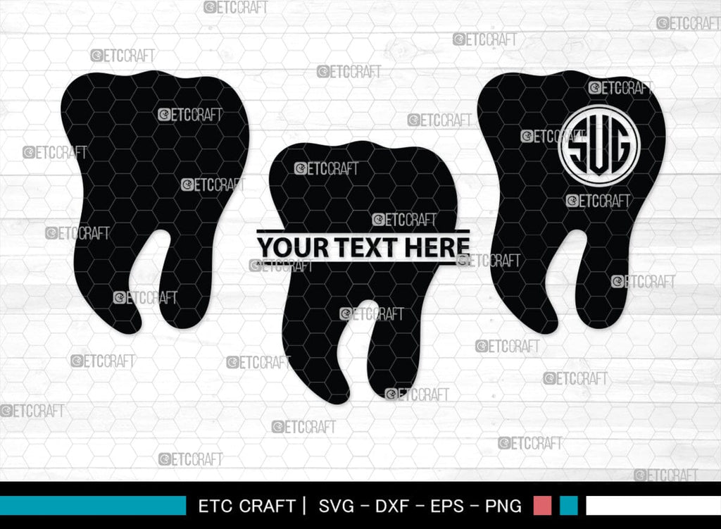 Tooth monogram, Tooth Silhouette, Tooth SVG, Dental Svg, Teeth Svg ...