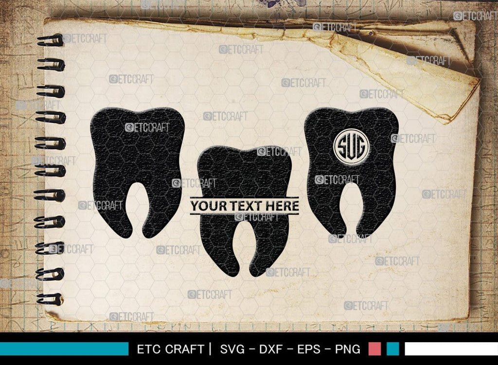Tooth monogram, Tooth Silhouette, Tooth SVG, Dental Svg, Teeth Svg ...