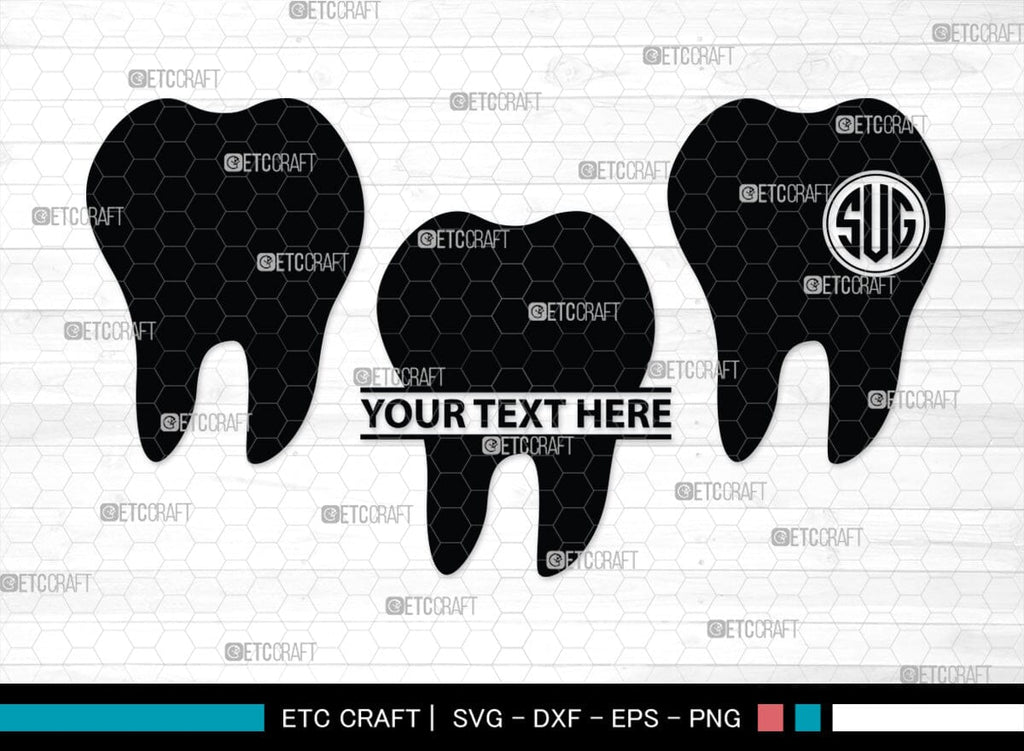 Tooth monogram, Tooth Silhouette, Tooth SVG, Dental Svg, Teeth Svg ...