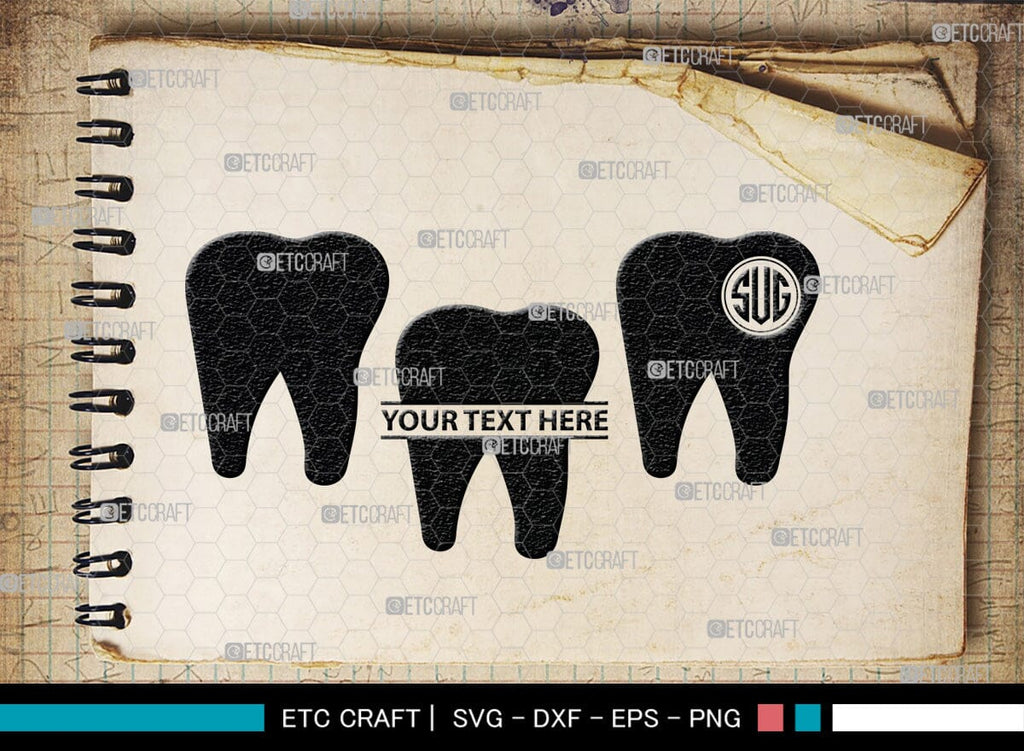 Tooth monogram, Tooth Silhouette, Tooth SVG, Dental Svg, Teeth Svg ...