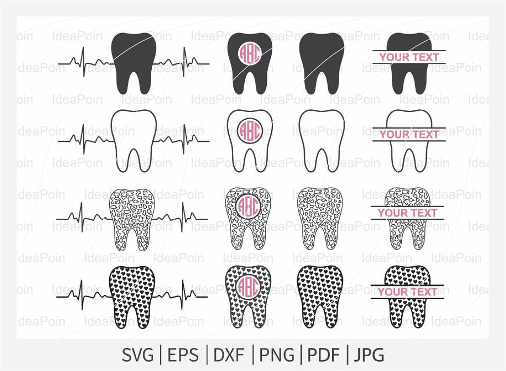 Tooth svg, Dental svg, Tooth Monogram Svg Bundle, Tooth heartbeat ...