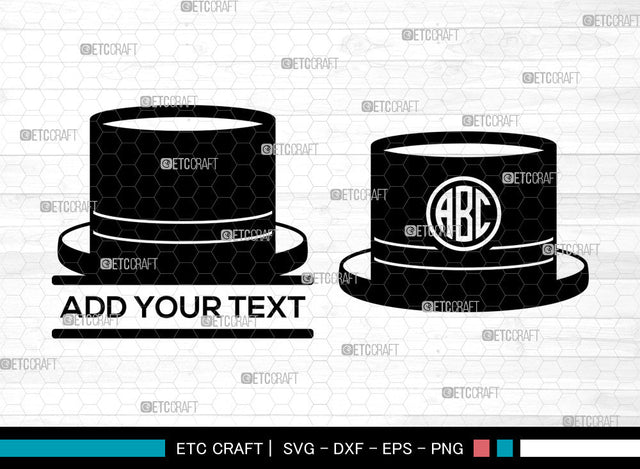 Top Hat Monogram, Split Monogram SVG, Fedora Hat Svg, Retro Hat Svg, Gentleman Hat Svg, Cowboy Hat Svg, Top Hat SVG ETC Craft 