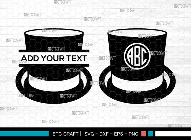 Top Hat Monogram, Split Monogram SVG, Fedora Hat Svg, Retro Hat Svg, Gentleman Hat Svg, Cowboy Hat Svg, Top Hat SVG ETC Craft 