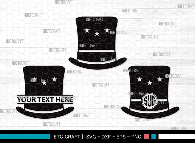 Top Hat Monogram SVG | Cowboy Hat Svg | Party Hat Svg | Woman Hat Svg | Top Hat Clipart SVG ETC Craft 
