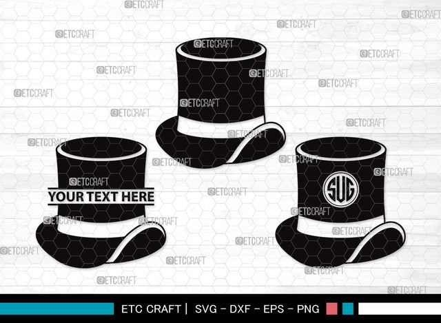Top Hat Monogram SVG | Cowboy Hat Svg | Party Hat Svg | Woman Hat Svg | Top Hat Clipart SVG ETC Craft 