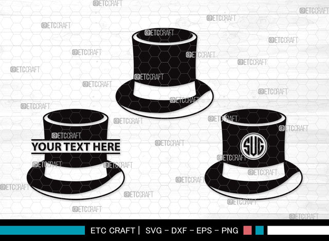 Top Hat Monogram SVG | Cowboy Hat Svg | Party Hat Svg | Woman Hat Svg | Top Hat Clipart SVG ETC Craft 