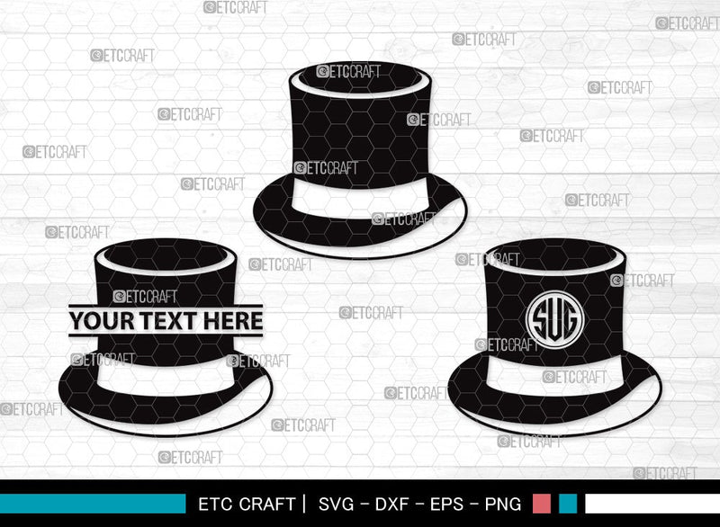 Top Hat Monogram SVG | Cowboy Hat Svg | Party Hat Svg | Woman Hat Svg ...