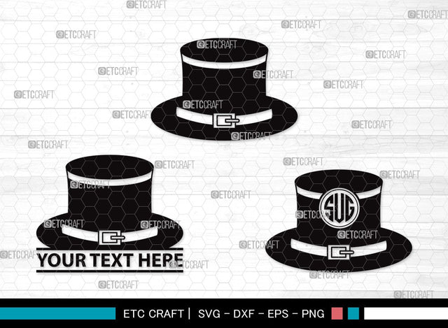 Top Hat Monogram SVG | Cowboy Hat Svg | Party Hat Svg | Woman Hat Svg | Top Hat Clipart SVG ETC Craft 