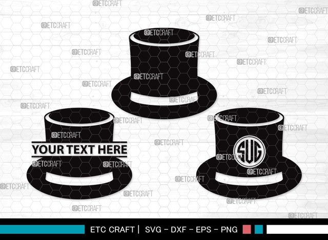 Top Hat Monogram SVG | Cowboy Hat Svg | Party Hat Svg | Woman Hat Svg | Top Hat Clipart SVG ETC Craft 