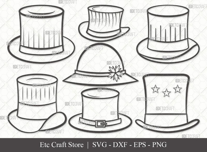 Top Hat Outline SVG Cut File | Cowboy Hat Svg | Party Hat Svg | Woman Hat Svg | Bundle SVG ETC Craft 