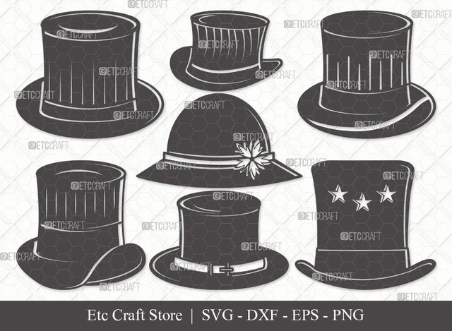 Top Hat Silhouette SVG Cut File | Cowboy Hat Svg | Party Hat Svg | Woman Hat Svg | Bundle SVG ETC Craft 