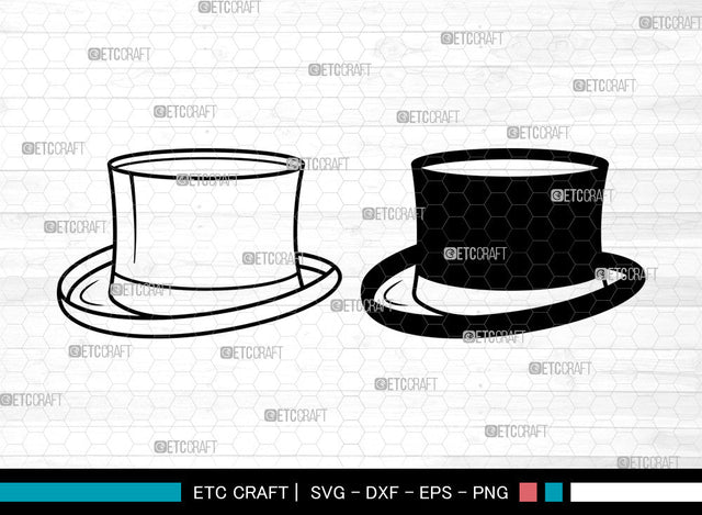 Top Hat SVG, Fedora Hat Svg, Retro Hat Svg, Gentleman Hat Svg, Cowboy Hat Svg, Top Hat SVG ETC Craft 