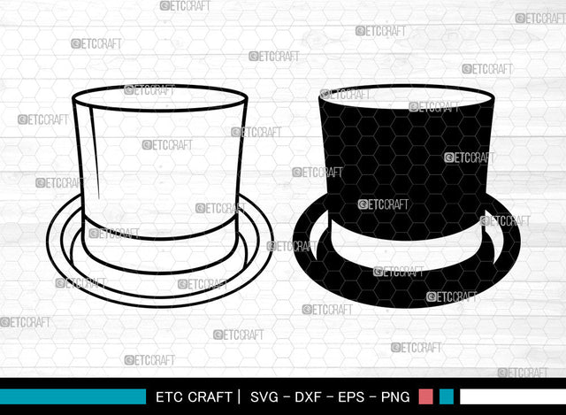 Top Hat SVG, Fedora Hat Svg, Retro Hat Svg, Gentleman Hat Svg, Cowboy Hat Svg, Top Hat SVG ETC Craft 