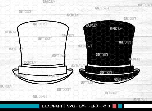 Top Hat SVG, Fedora Hat Svg, Retro Hat Svg, Gentleman Hat Svg, Cowboy Hat Svg, Top Hat SVG ETC Craft 
