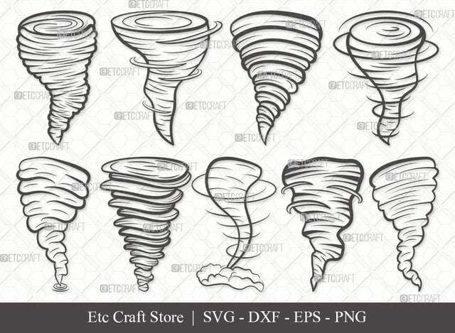 Tornado Outline SVG Cut File | Tornado Svg | Twister Storm Svg | Hurricane Svg | Bundle SVG ETC Craft 