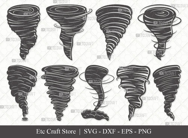Tornado Silhouette SVG Cut File | Tornado Svg | Twister Storm Svg | Hurricane Svg | Bundle SVG ETC Craft 