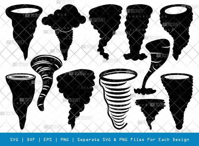 Tornado SVG Cut Files | Tornado Silhouette | Twister Svg | Whirlwind Svg | Hurricane Svg | Cyclone Svg | Tornado Bundle SVG ETC Craft 