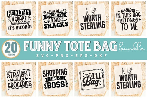 Tote Bag SVG Bundle, Tote Bag Quote Design SVG DESIGNISTIC 