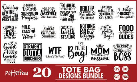 Tote Bag SVG Designs Bundle SVG PatternFeed8 