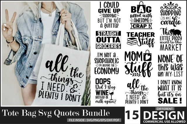 Tote Bag Svg Quotes Bundle SVG Creativeart88 