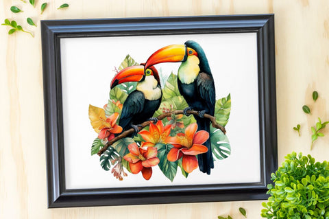 Toucans in Rainforest Sublimation Clipart Bundle Sublimation Regulrcrative 