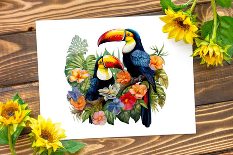 Toucans in Rainforest Sublimation Clipart Bundle Sublimation Regulrcrative 