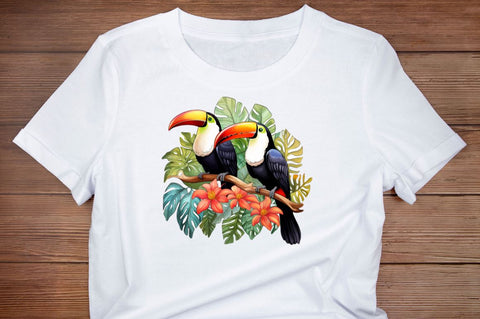 Toucans in Rainforest Sublimation Clipart Bundle Sublimation Regulrcrative 