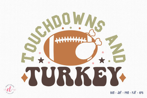 Touchdowns and Turkey - Retro Thanksgiving SVG SVG CraftLabSVG 