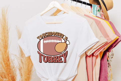 Touchdowns & Turkey | Retro Thanksgiving PNG Sublimation CraftLabSVG 
