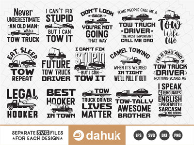 Tow truck driver quotes svg, Towing truck svg SVG dahukdesign 
