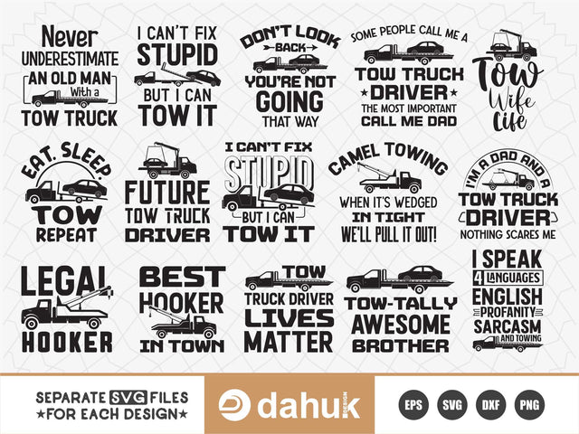 Tow truck driver quotes svg, Towing truck svg SVG dahukdesign 