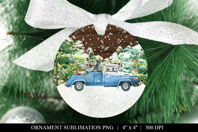 Tow Truck Ornament, Unique Christmas Sublimation PNG Sublimation BijouBay 