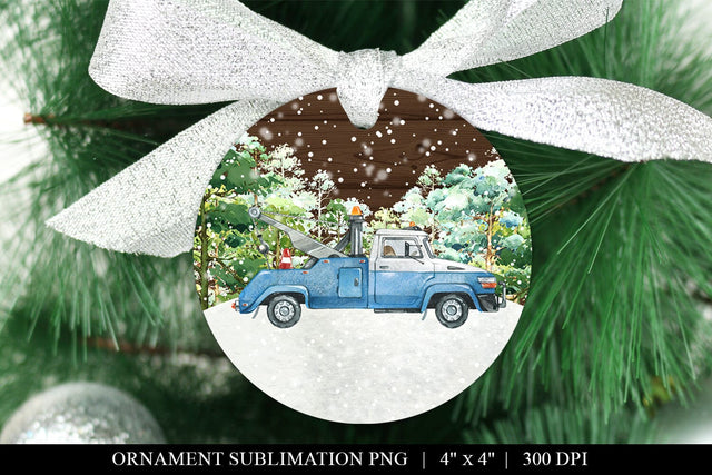 Tow Truck Ornament, Unique Christmas Sublimation PNG Sublimation BijouBay 
