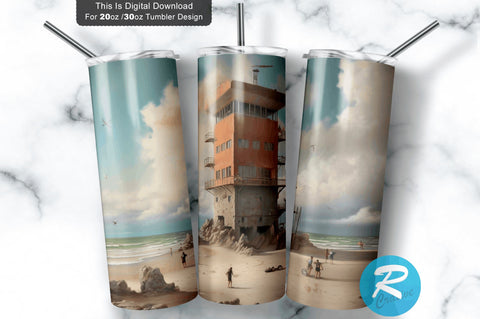 Tower Beach 20 Oz / 30 Oz Tumbler PNG Sublimation Regulrcrative 