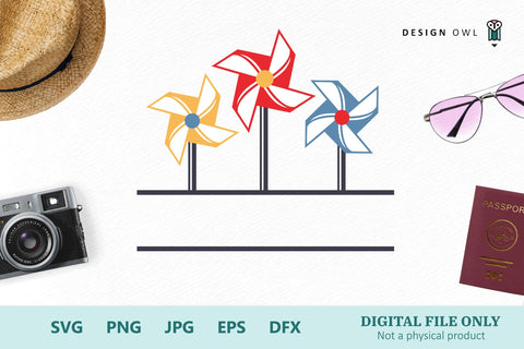 Toy windmills monogram frame SVG Design Owl 