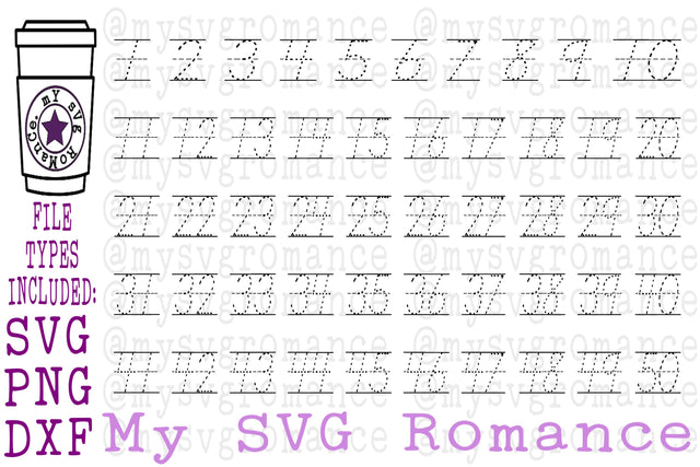 Trace Your Numbers 1-50 for Pre Schoolers - Homeschoolers Make Your Own DIY Tracing Mat SVG mysvgromance 