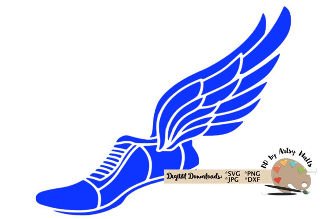 Track shoe svg cut file - winged track shoe dxf - runner shoe svg - track and field svg SVG The Artsy Spot 