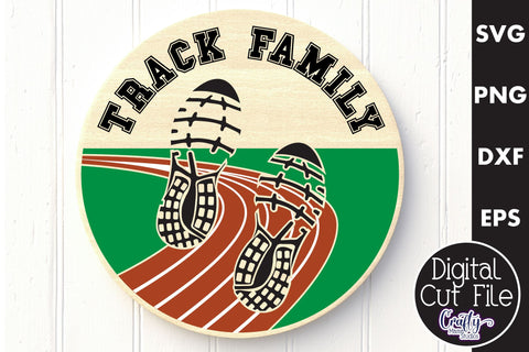 Track Svg, Round Sports Sign, Sport Family Door Hanger SVG Crafty Mama Studios 