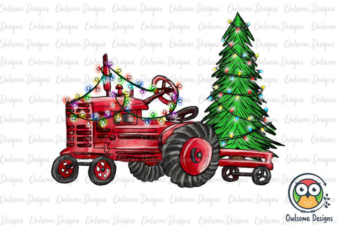 Tracktor Farm Christmas PNG Sublimation Sublimation Owlsome.Designs 