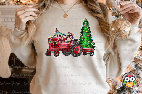 Tracktor Farm Christmas PNG Sublimation Sublimation Owlsome.Designs 